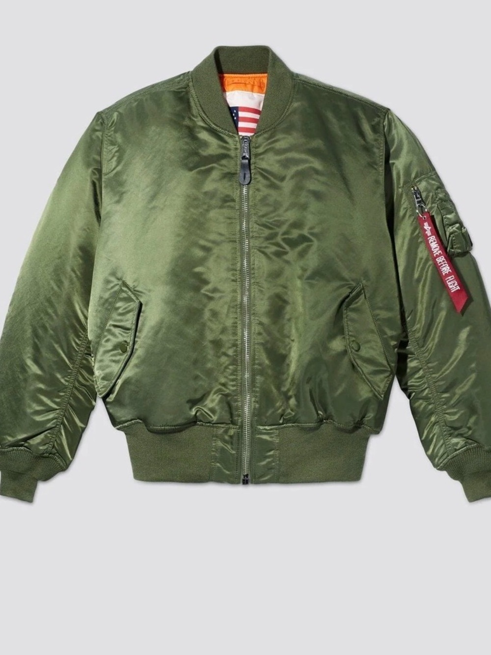 Alpha Industries - MA-1 Blood Chit Style Jacket- Sage color - Small